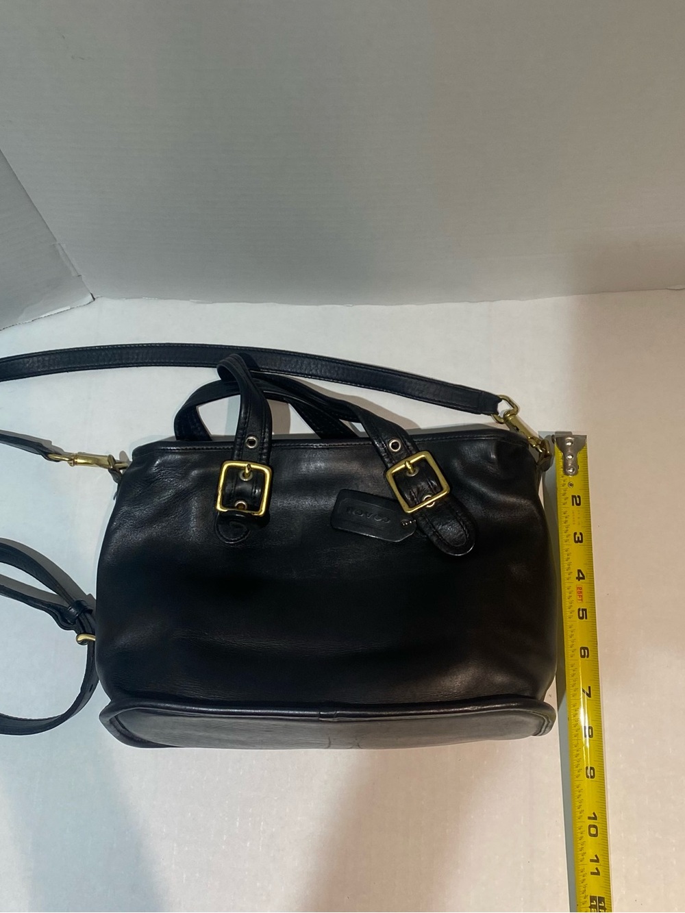 COACH 9063 Black Zip Closure Tote Shoulder Handbag Leather Vintage - Picture 14 of 15